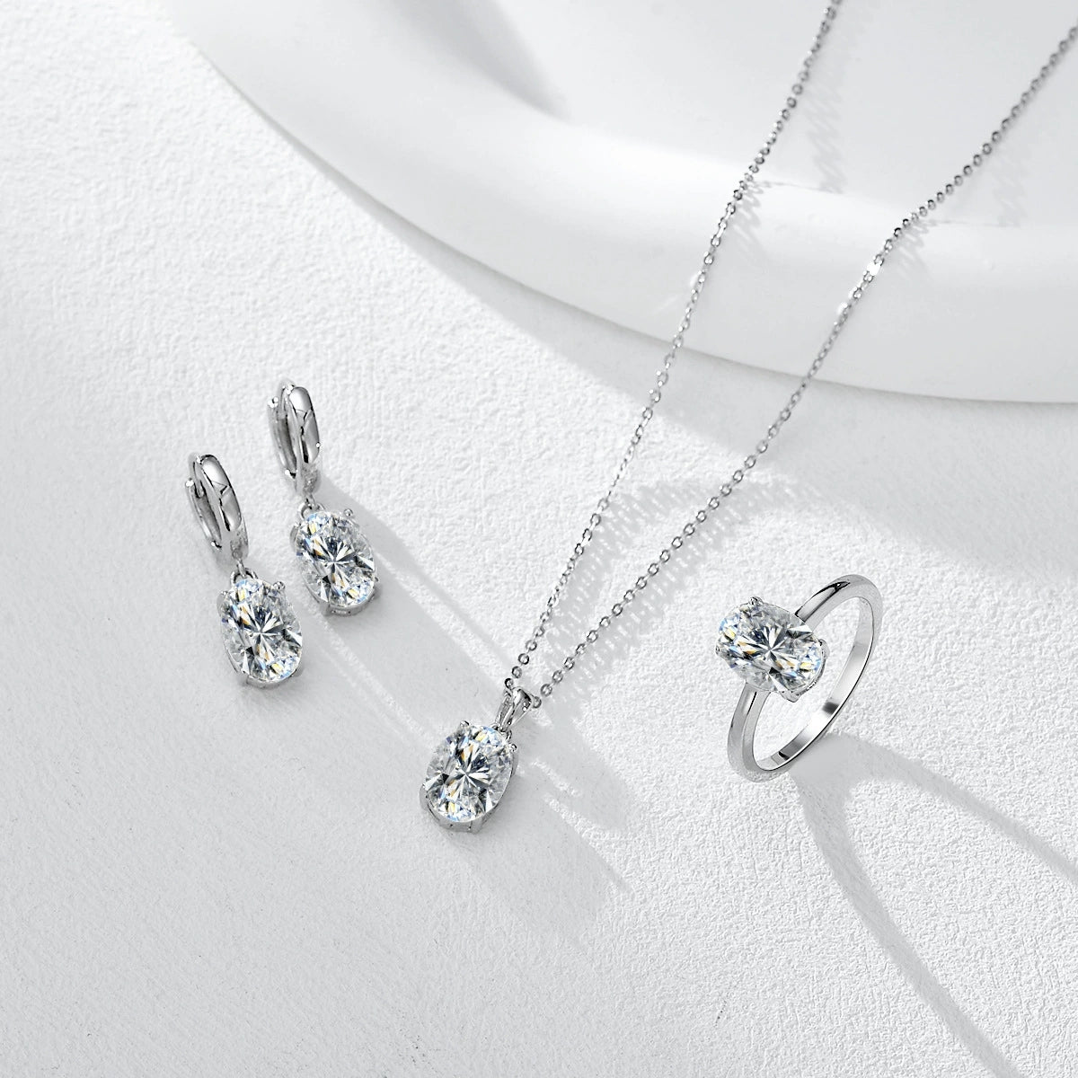 Turquoise four-prong setting diamond series (ring/necklace/earrings)