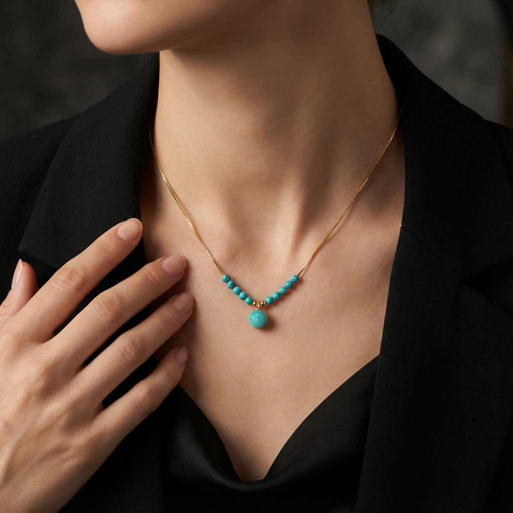 Azure Muse Turquoise Bead Necklace - Veilgem