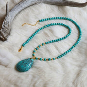 Sea Dew Turquoise Teardrop Pendant Necklace