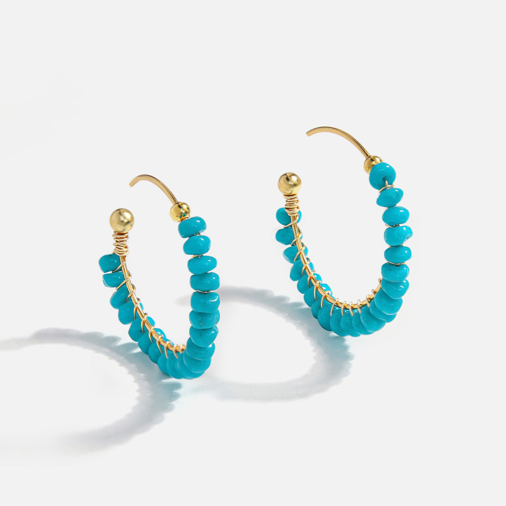 Azure Embrace – Turquoise C-Shaped Earrings