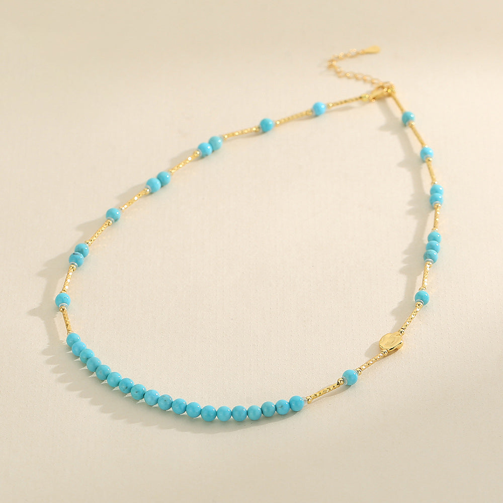 Moon Blue Turquoise Clavicle Necklace - Veilgem