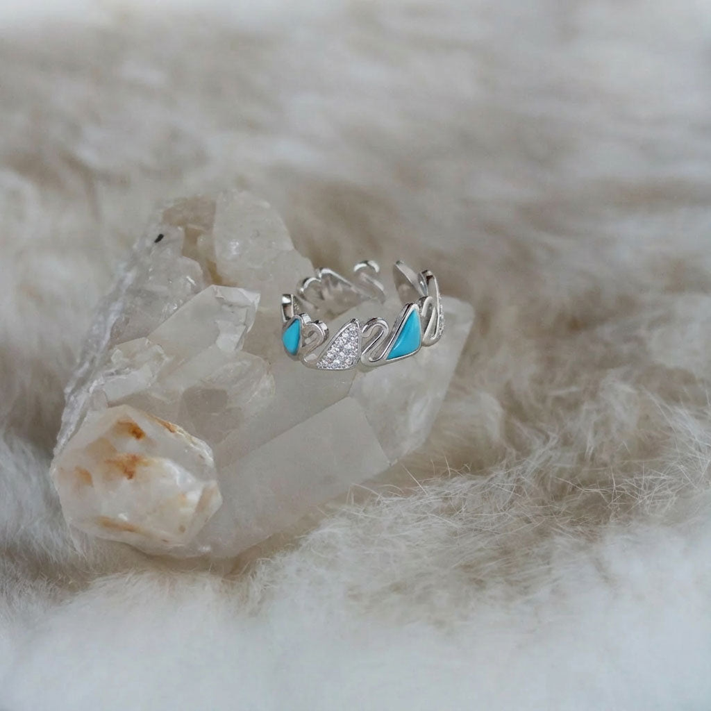 Swan Embrace Turquoise Ring