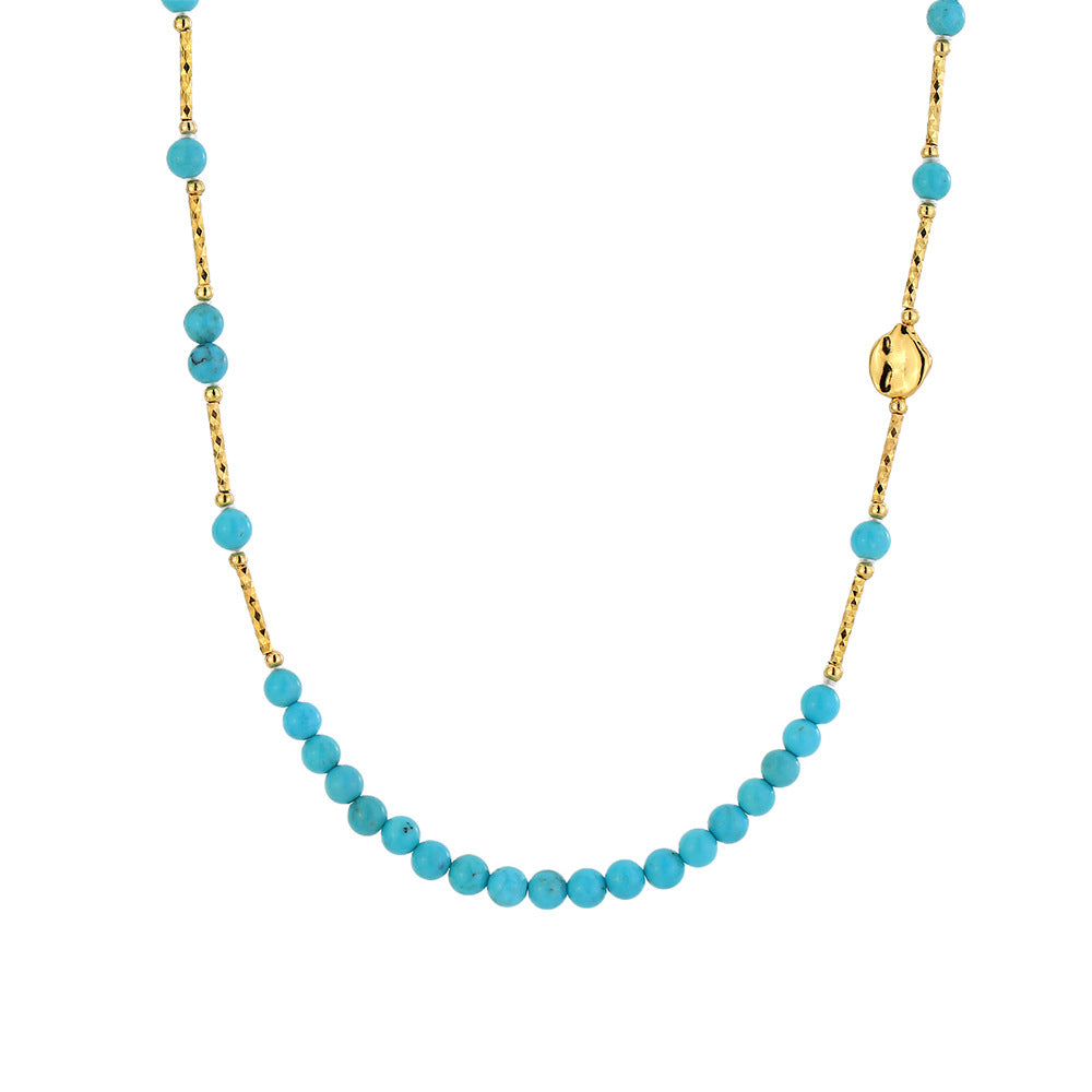 Moon Blue Turquoise Clavicle Necklace - Veilgem