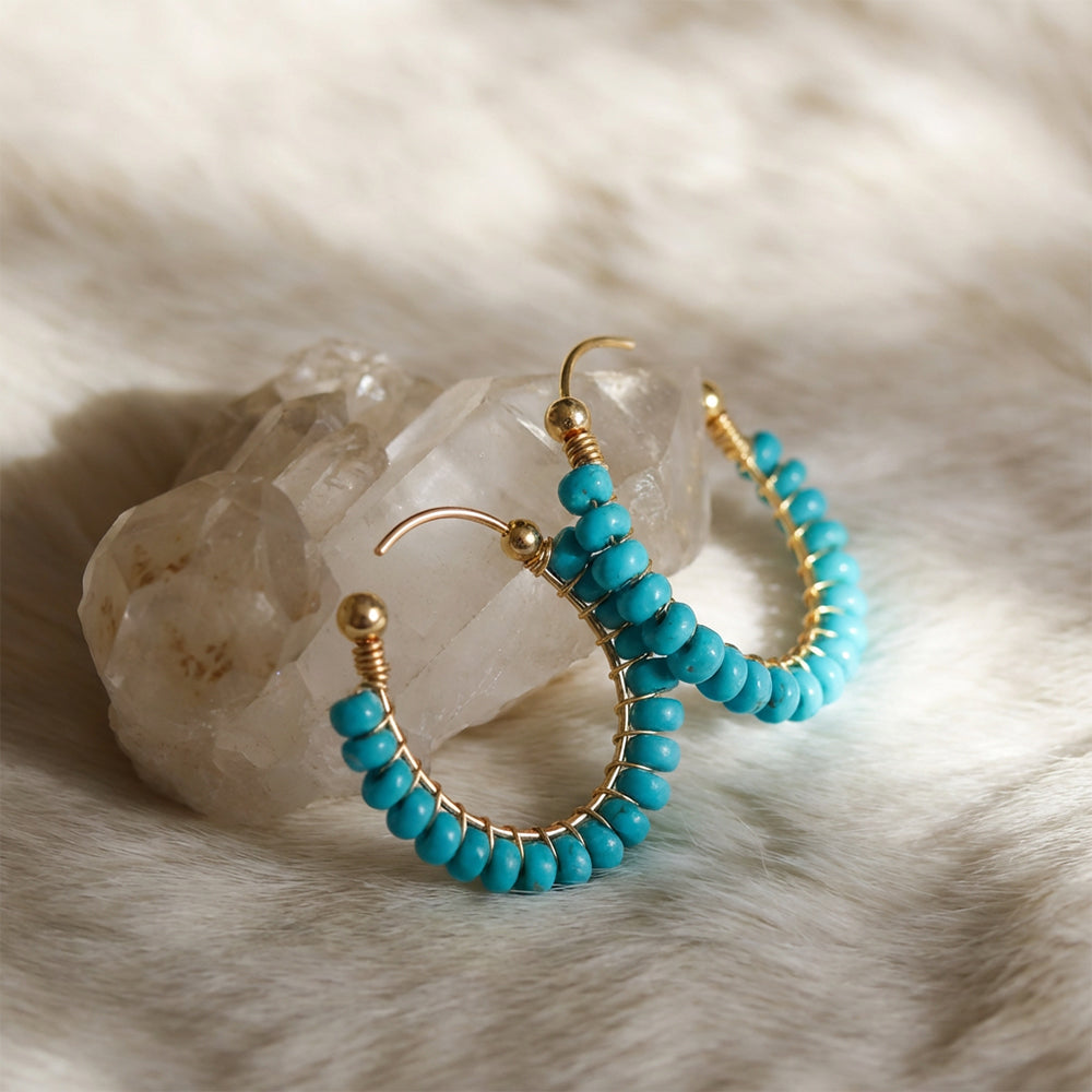 Azure Embrace – Turquoise C-Shaped Earrings