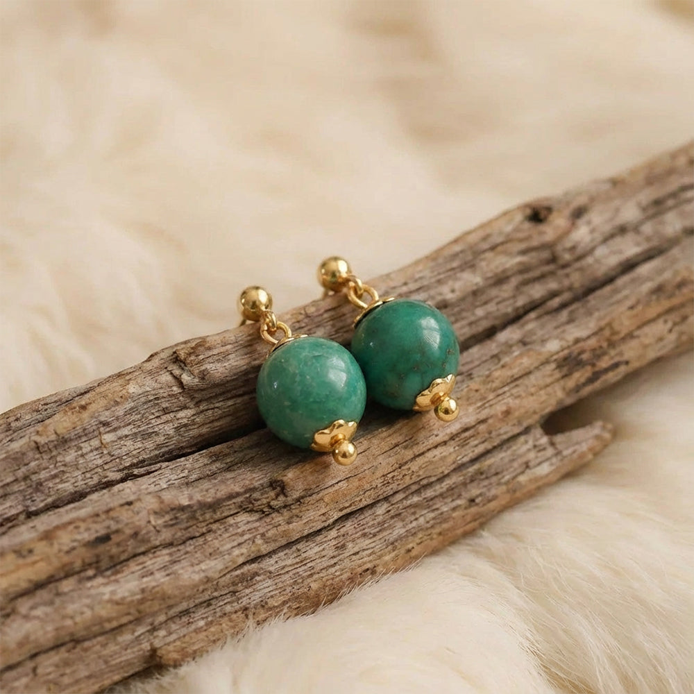 Cerulean Sphere – Modern Turquoise Stud Earrings - Veilgem