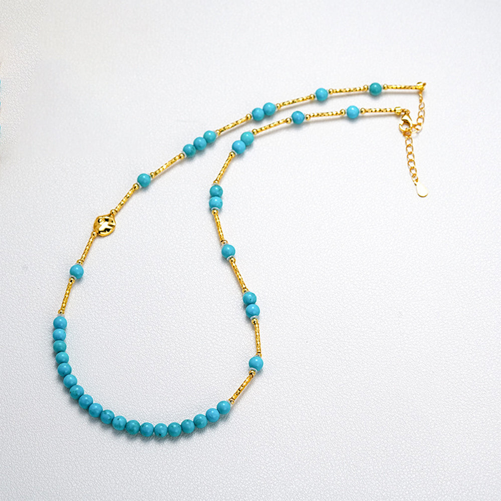 Moon Blue Turquoise Clavicle Necklace - Veilgem