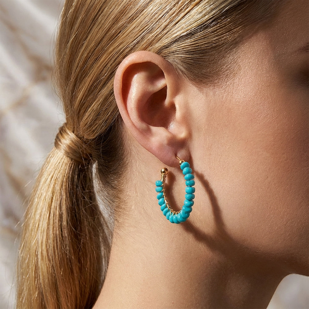 Azure Embrace – Turquoise C-Shaped Earrings - Veilgem