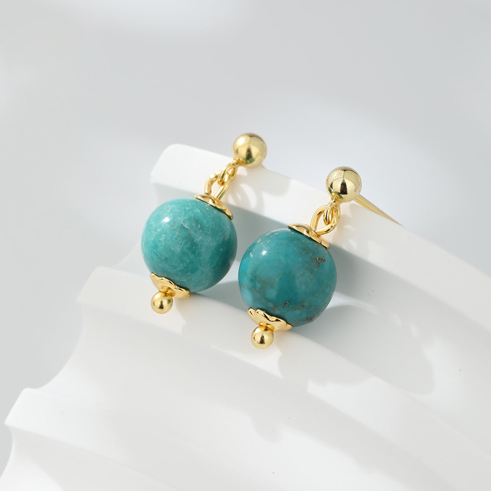 Cerulean Sphere – Modern Turquoise Stud Earrings - Veilgem