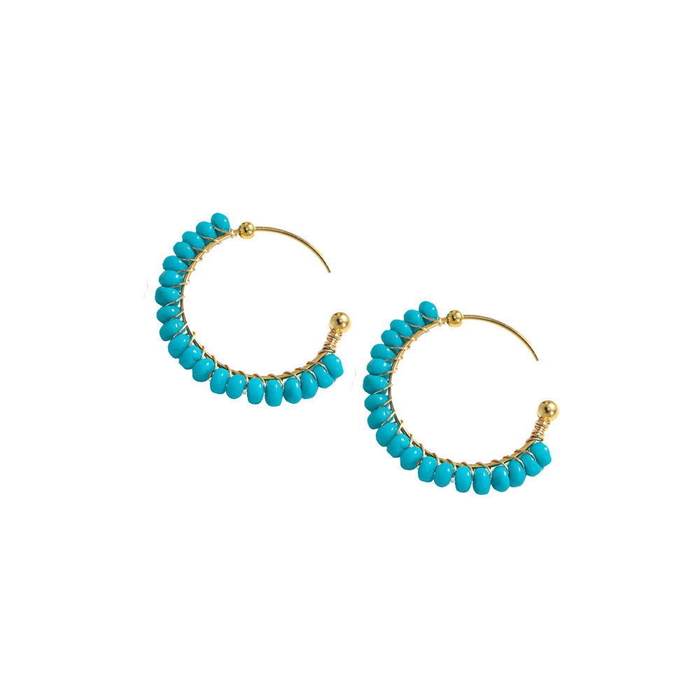 Azure Embrace – Turquoise C-Shaped Earrings - Veilgem