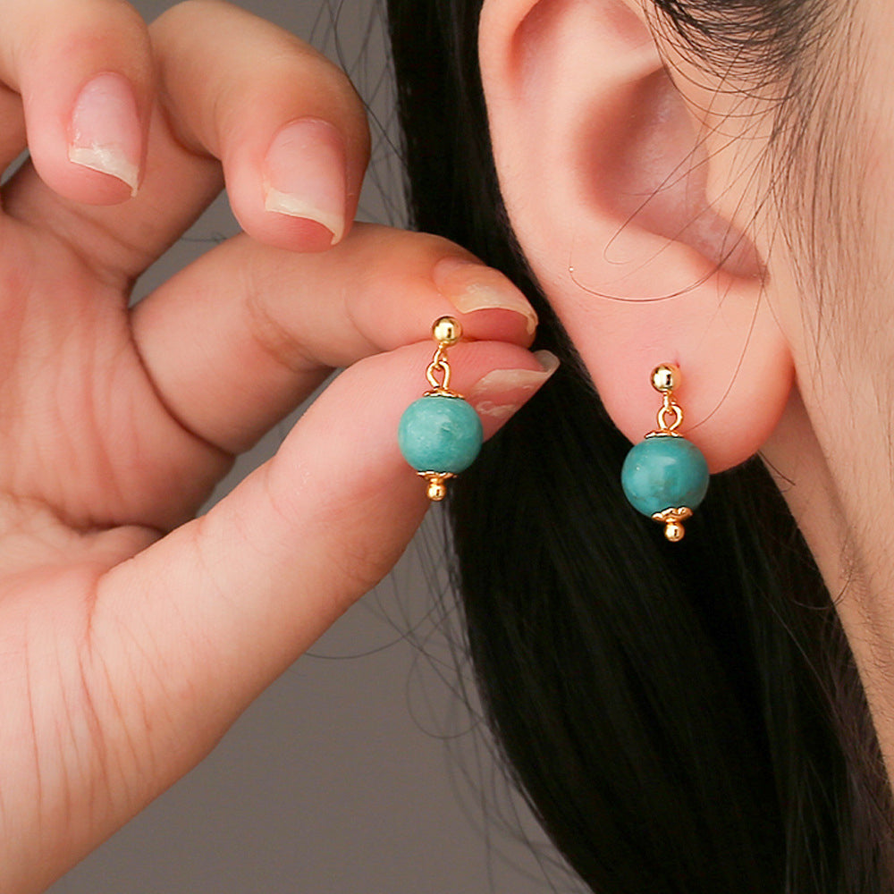Cerulean Sphere – Modern Turquoise Stud Earrings - Veilgem