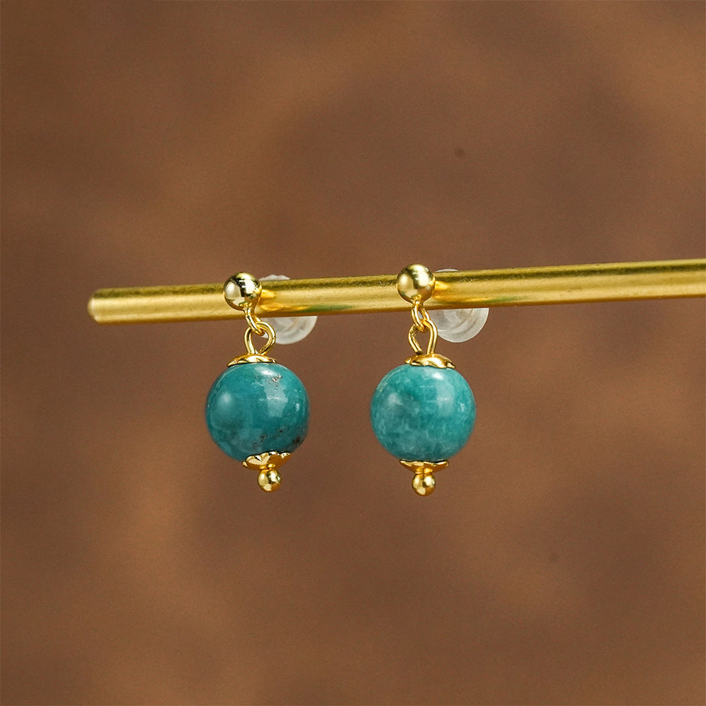 Cerulean Sphere – Modern Turquoise Stud Earrings - Veilgem