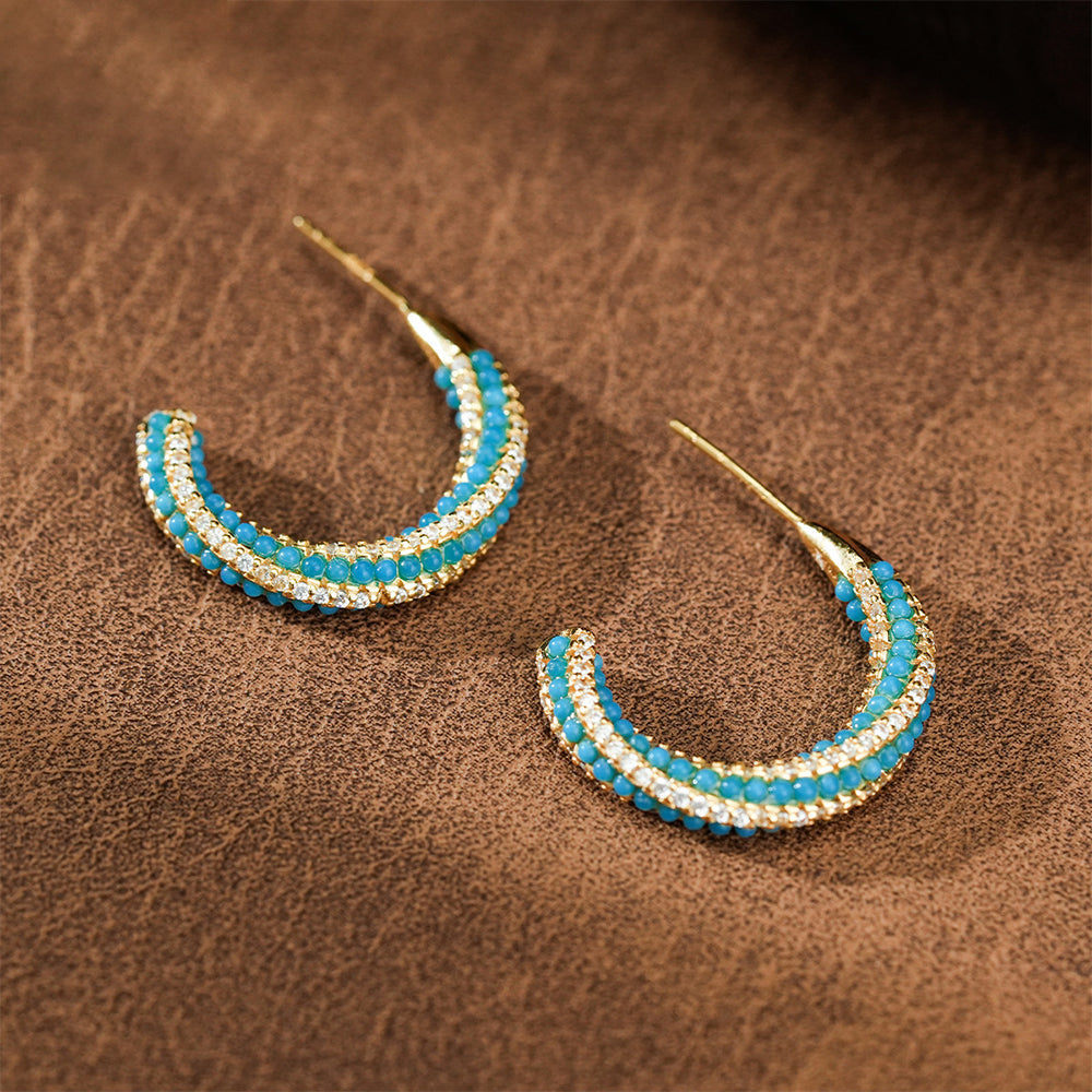 Serenity Charm – Turquoise Bead Stud Earrings - Veilgem