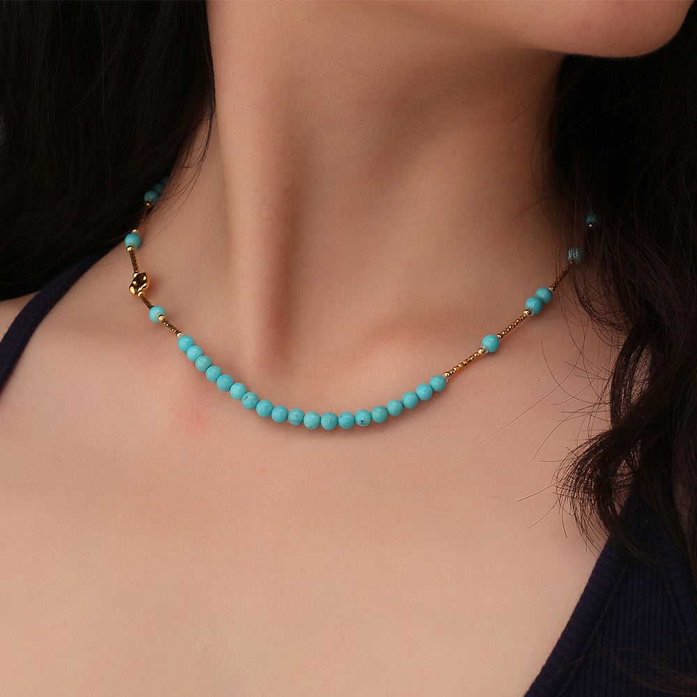 Moon Blue Turquoise Clavicle Necklace - Veilgem
