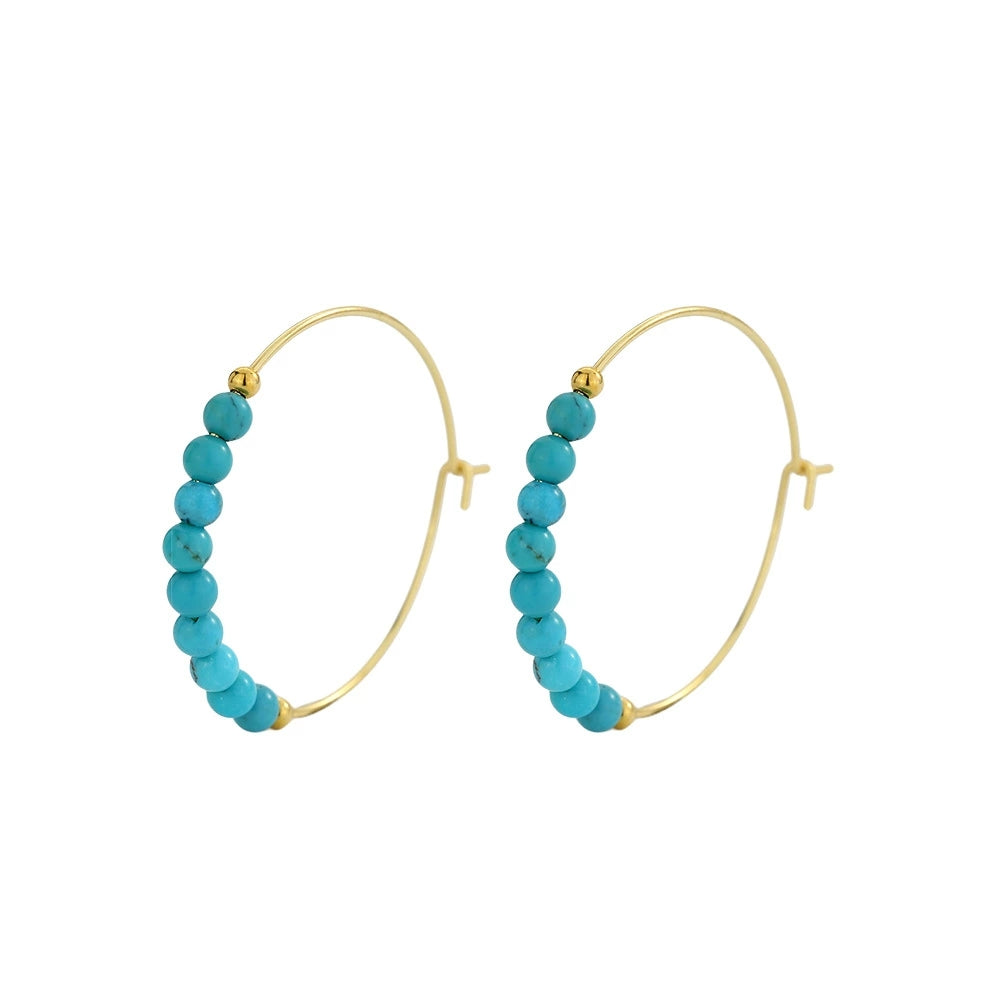 Celeste Sphere — Turquoise Round Bead Earrings in 18K Gold Vermeil - Veilgem