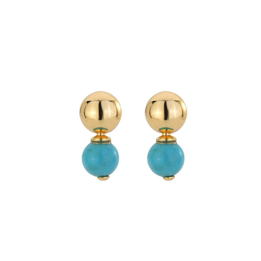 Azure Whisper-S925 Silver 18K Gold-Plated Turquoise Stud Earrings - Veilgem