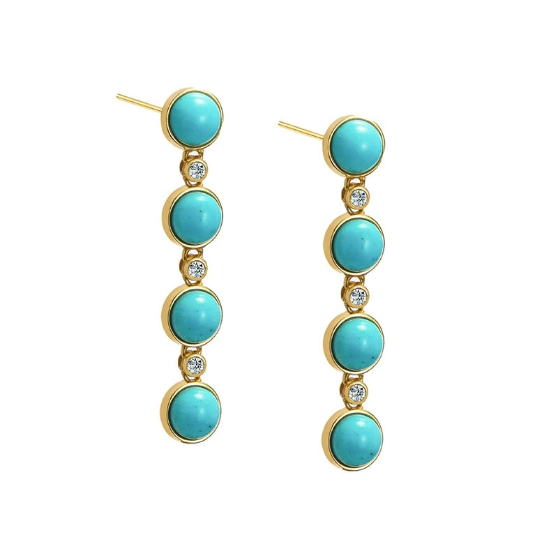 Celeste Drops – Oval Beaded Turquoise Earrings - Veilgem
