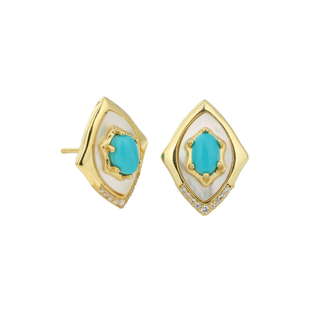 Aurora Grace – Sleeping Beauty Turquoise & Mother-of-Pearl Earrings - Veilgem