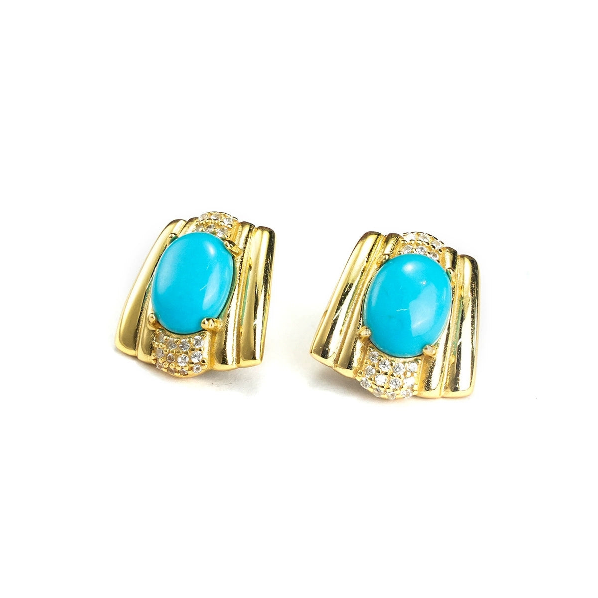 Eclat Oval – Minimal Turquoise Stud Earrings - Veilgem