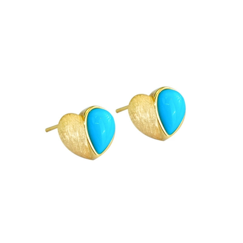 Celeste Heart – Turquoise Love Stud Earrings - Veilgem