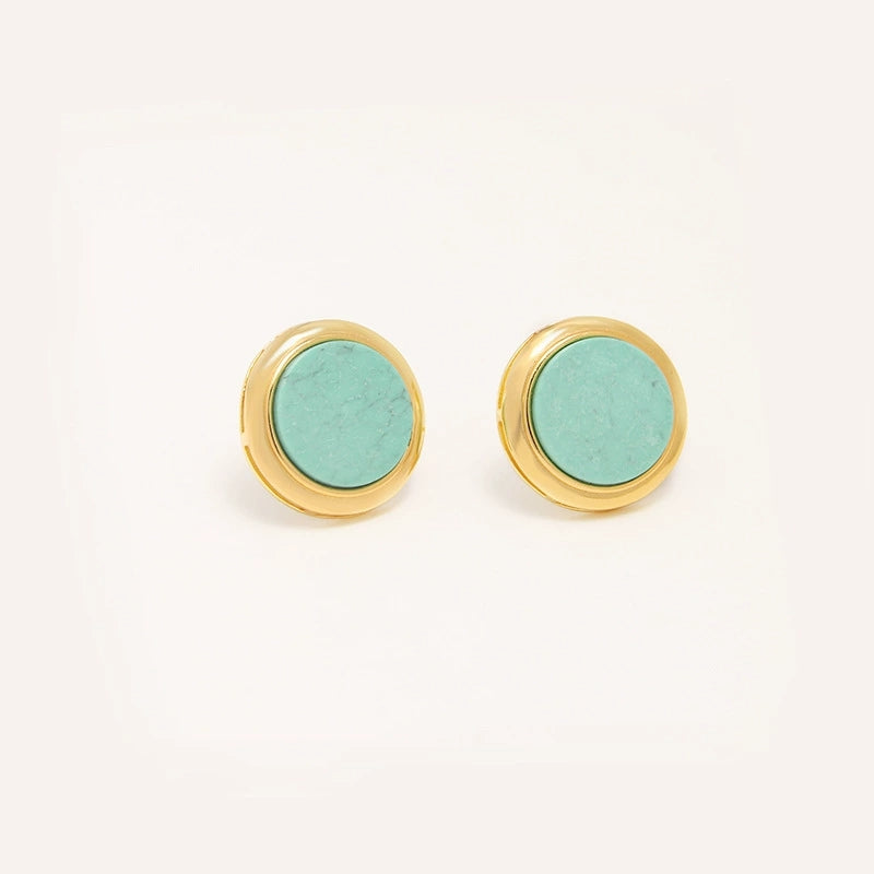 Timeless Turquoise Essence: 18K Gold-Plated Sterling Silver Earrings - Veilgem