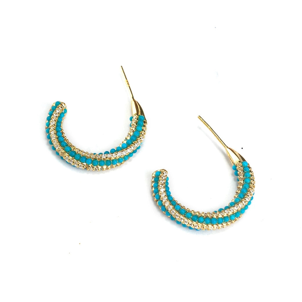Serenity Charm – Turquoise Bead Stud Earrings - Veilgem