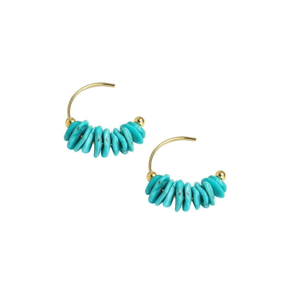 Enchanted Turquoise Geometric Stud Earrings: S925 Silver Plated 18K Gold Luxury - Veilgem