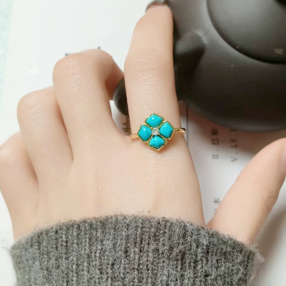 Fleur de Chance Turquoise Ring - Veilgem