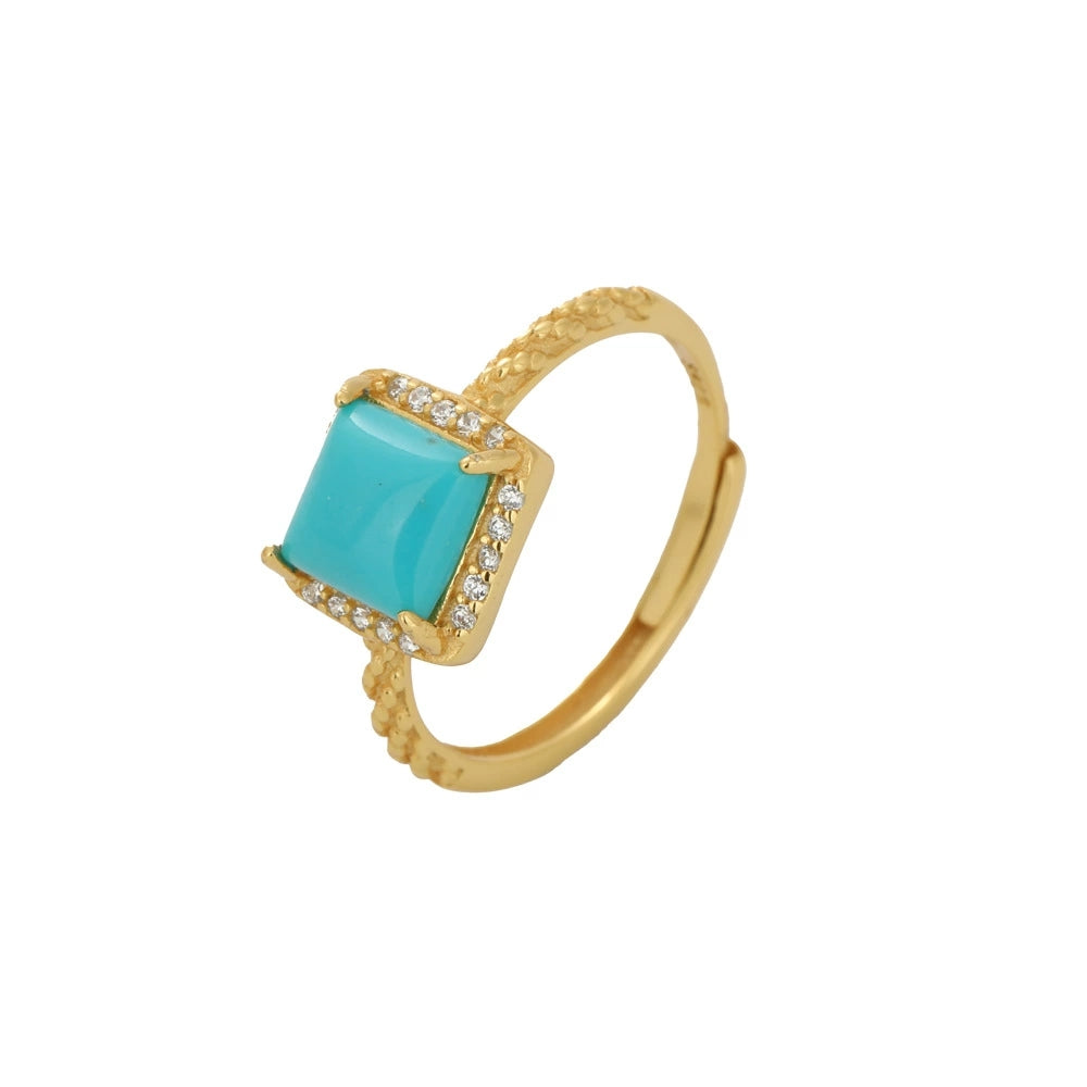 Sky Blue Turquoise Square Ring - Veilgem