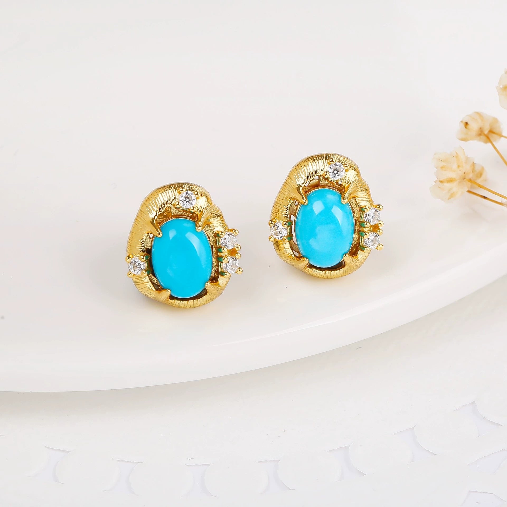 Twilight Oval Turquoise Studs - Veilgem