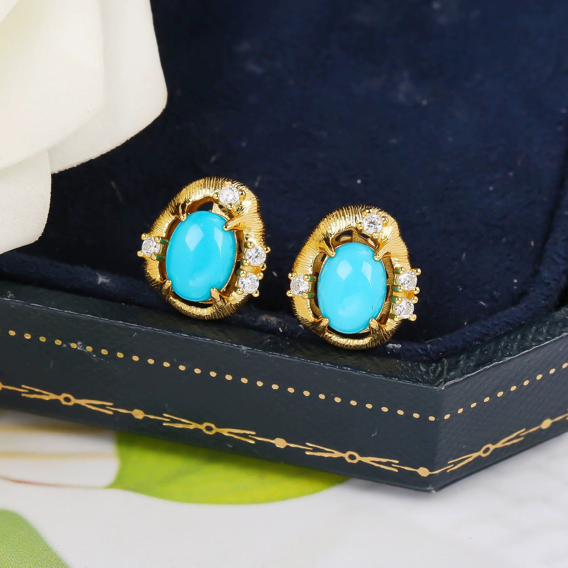 Twilight Oval Turquoise Studs - Veilgem