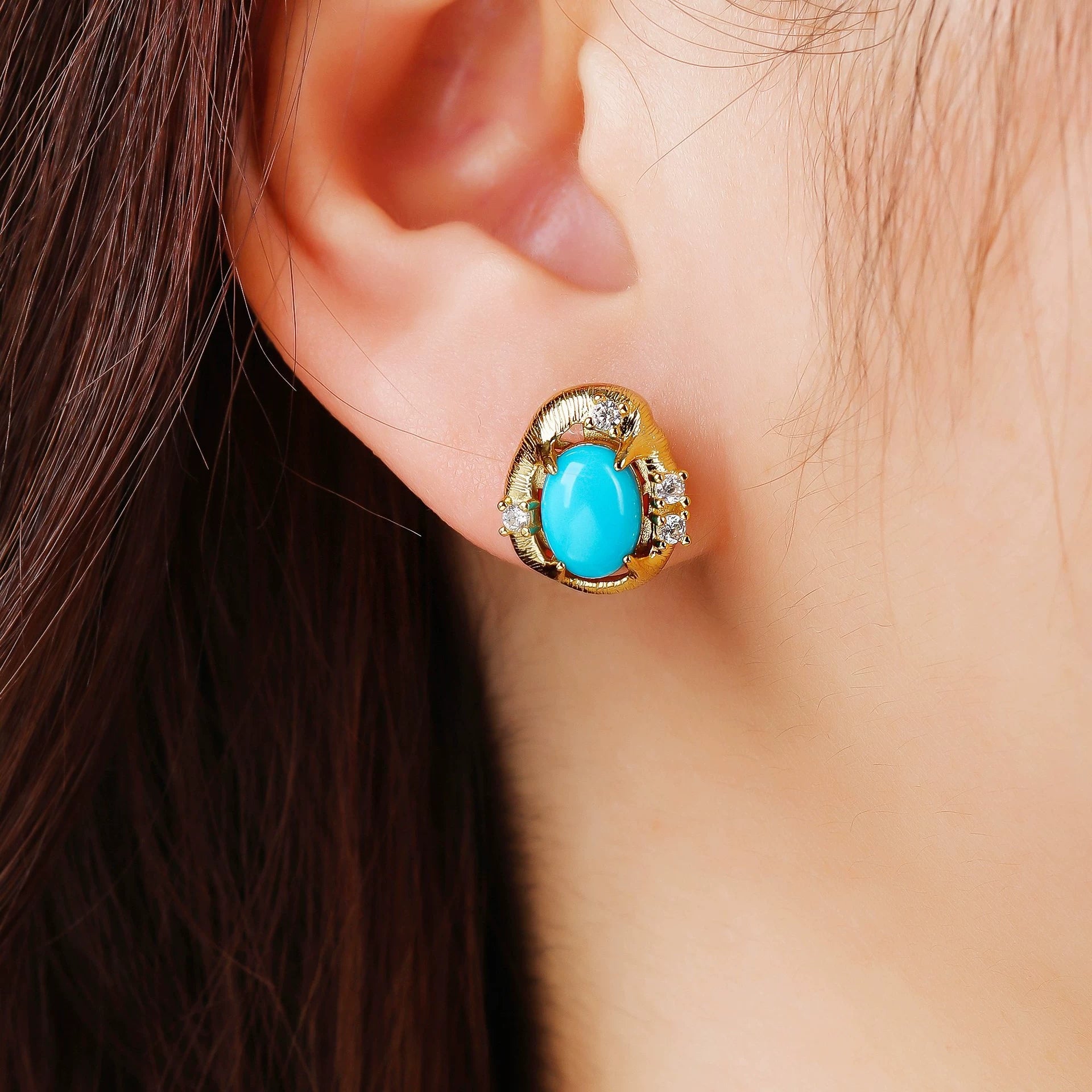 Twilight Oval Turquoise Studs - Veilgem
