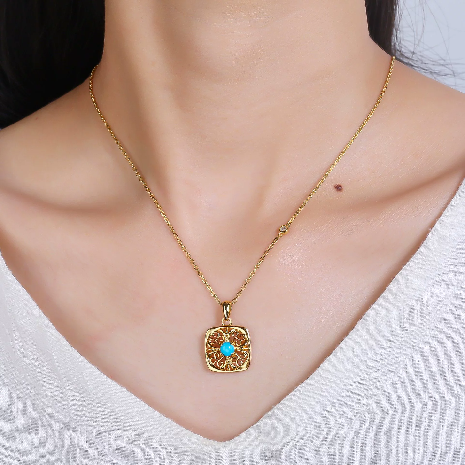 Azure Halo Turquoise Art Pendant