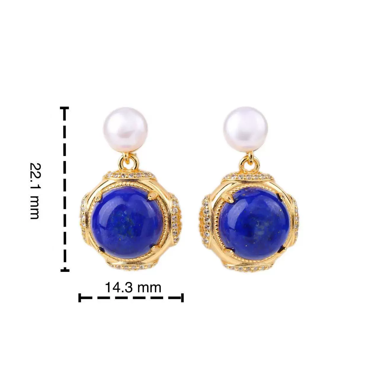 Moonlit Duo Lapis & Pearl Studs - Veilgem
