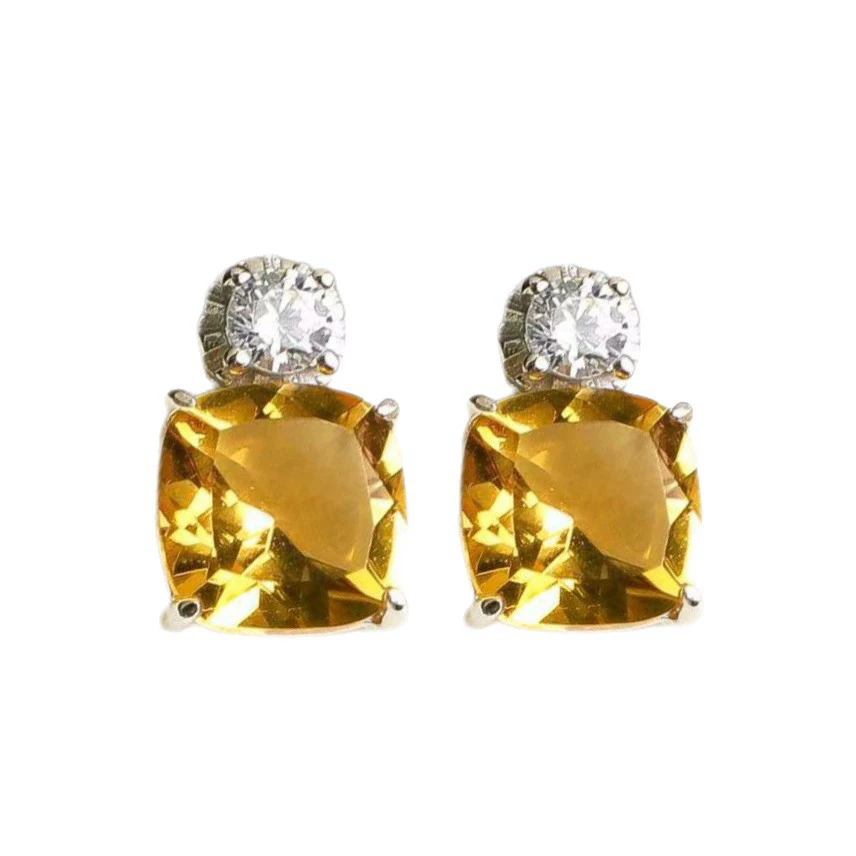 Lemon Light Sugar Cubes - Yellow Crystal Earrings - Veilgem
