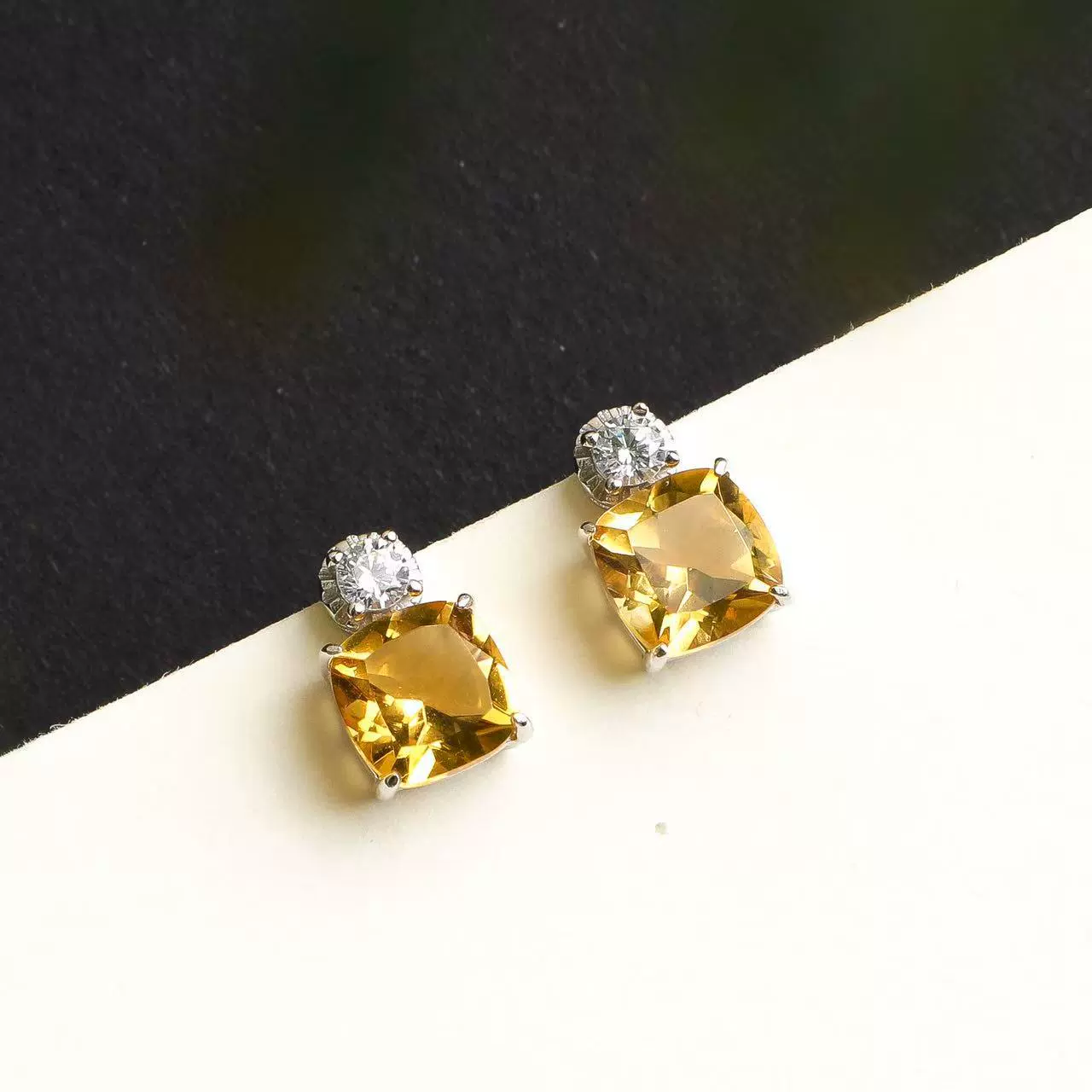 Lemon Light Sugar Cubes - Yellow Crystal Earrings - Veilgem