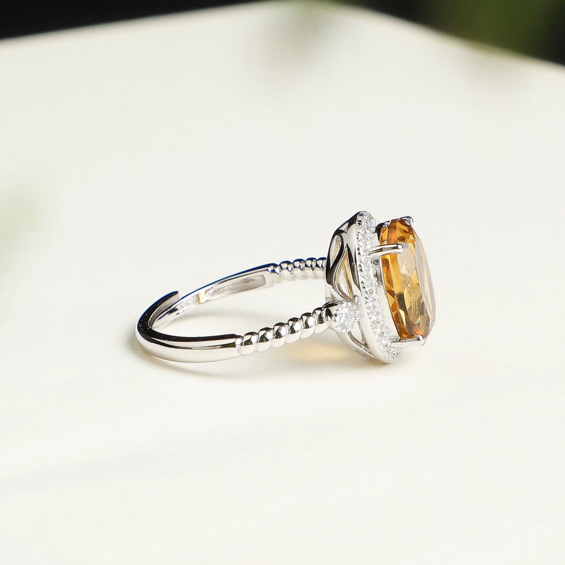 Amber Sunrise - Citrine Open Ring - Veilgem