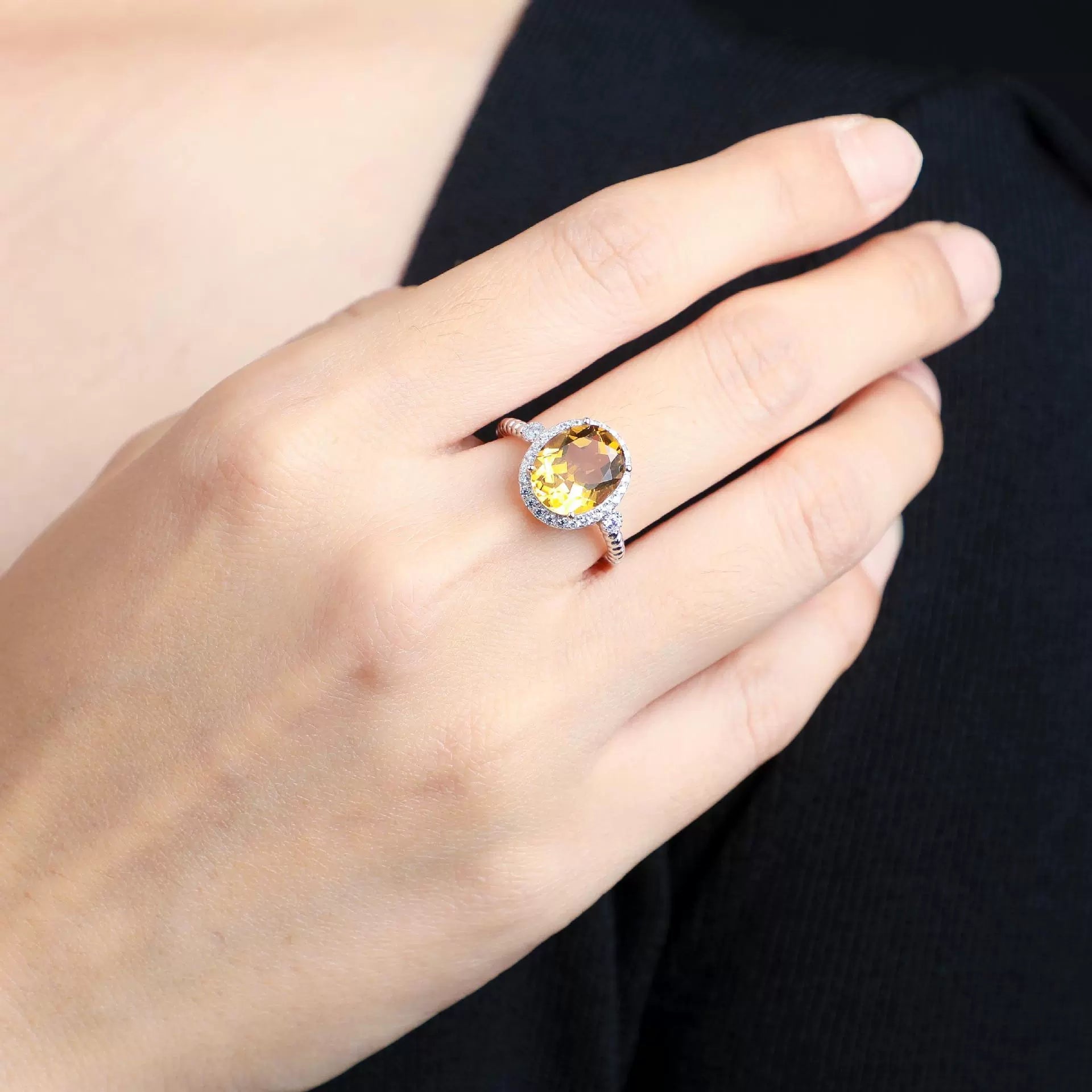 Amber Sunrise - Citrine Open Ring - Veilgem