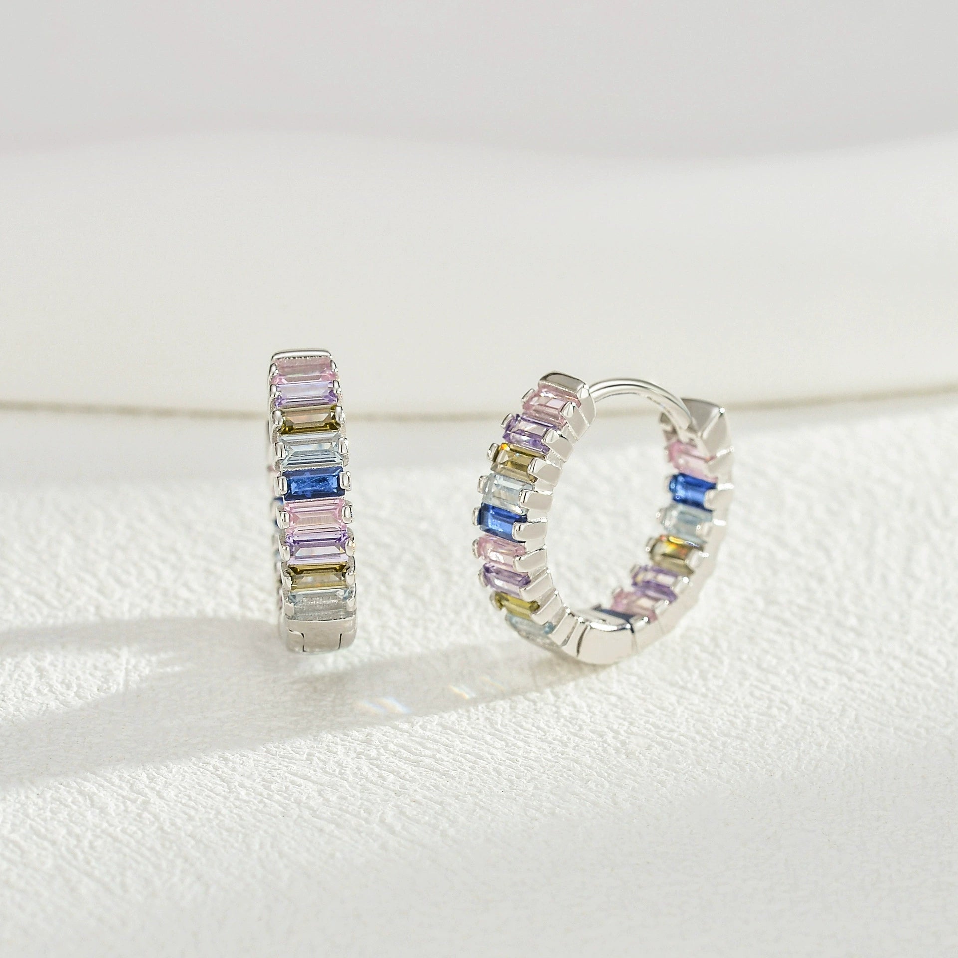 S925 Silver Square Diamond Gradient Earrings - Veilgem