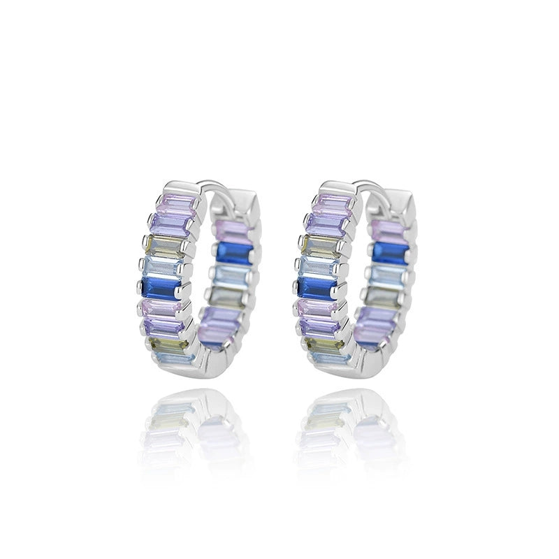 S925 Silver Square Diamond Gradient Earrings - Veilgem
