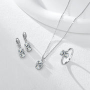 Turquoise four-prong setting diamond series (ring/necklace/earrings) - Veilgem