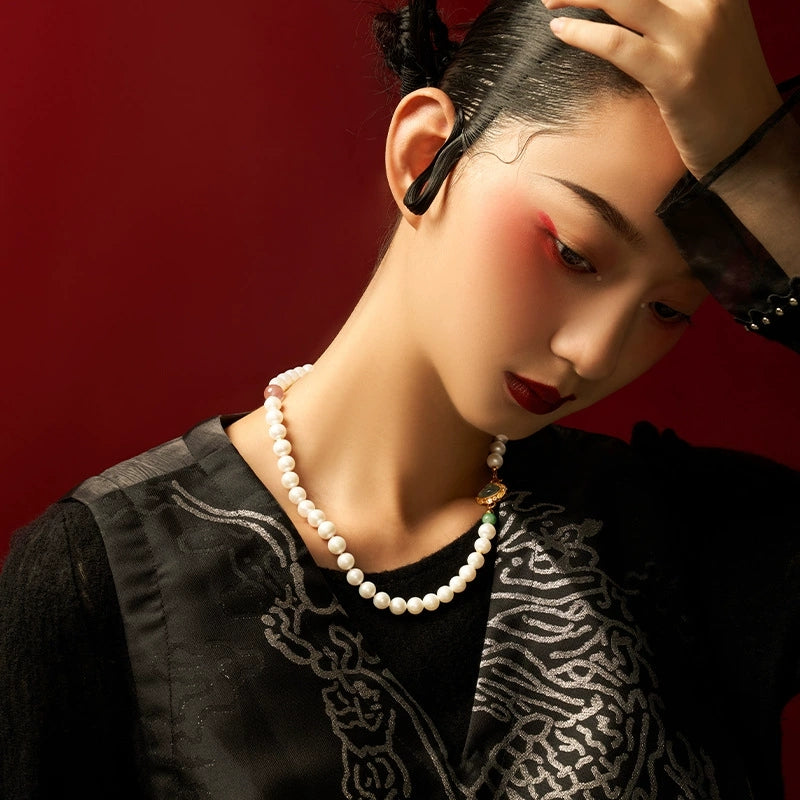 Serene Joy Jade Buddha Pearl Necklace - Veilgem