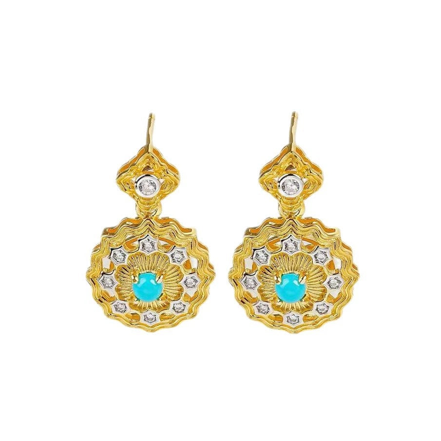Morning Light Bloom - Turquoise & Zircon Earrings - Veilgem