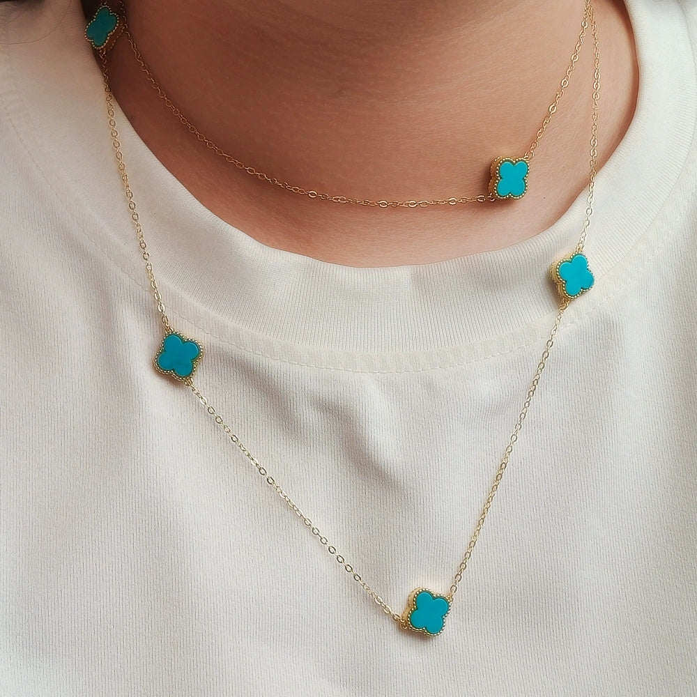 Celeste Clover Turquoise Necklace - Veilgem