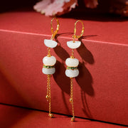 Moon Veil – Hetian White Jade Tassel Earrings - Veilgem