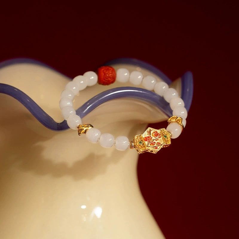 Warm Jade Embrace · Red & White Harmony Bracelet