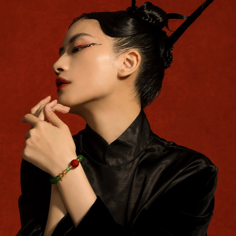 Emerald Harmony Glow · Vitality Red & Green Bracelet - Veilgem