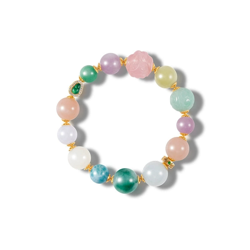 Opal Serenity: Jade & Crystal Charm Bracelet - Veilgem