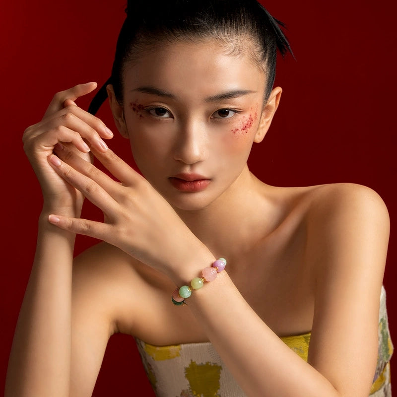 Opal Serenity: Jade & Crystal Charm Bracelet - Veilgem