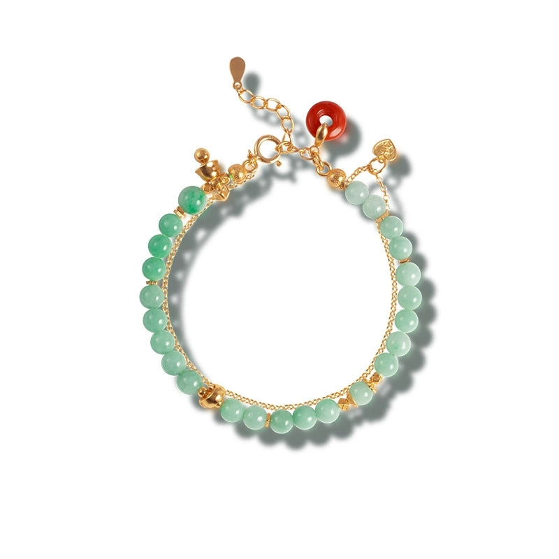 Eternal Radiance: Burmese Jade & South Red Bracelet - Veilgem