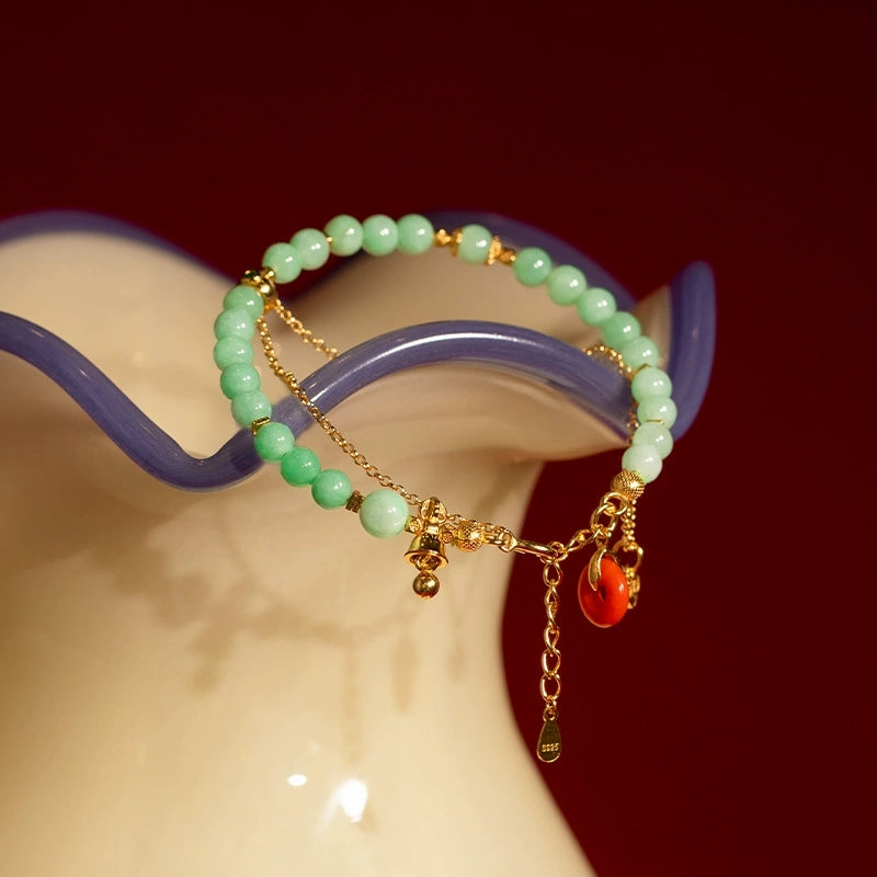 Eternal Radiance: Burmese Jade & South Red Bracelet - Veilgem